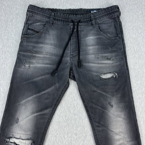 Diesel Jogg Jeans Womens 27x30 Black Distressed Krailey R-Ne 0685Q Stretch Italy - Picture 2 of 16